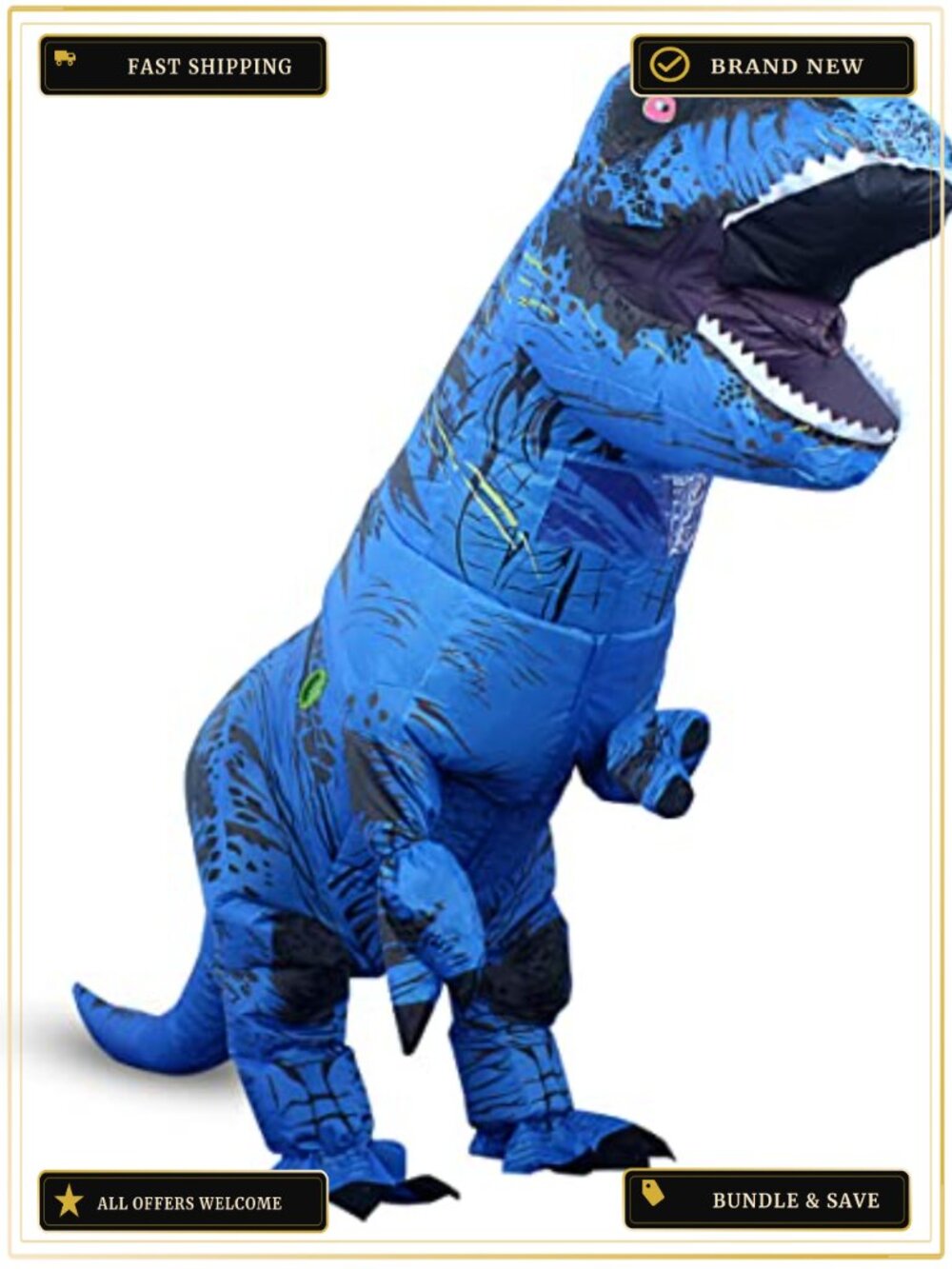 Inflatable Dinosaur Costume Adult T-Rex Full Body Blow Up Suit for Halloween